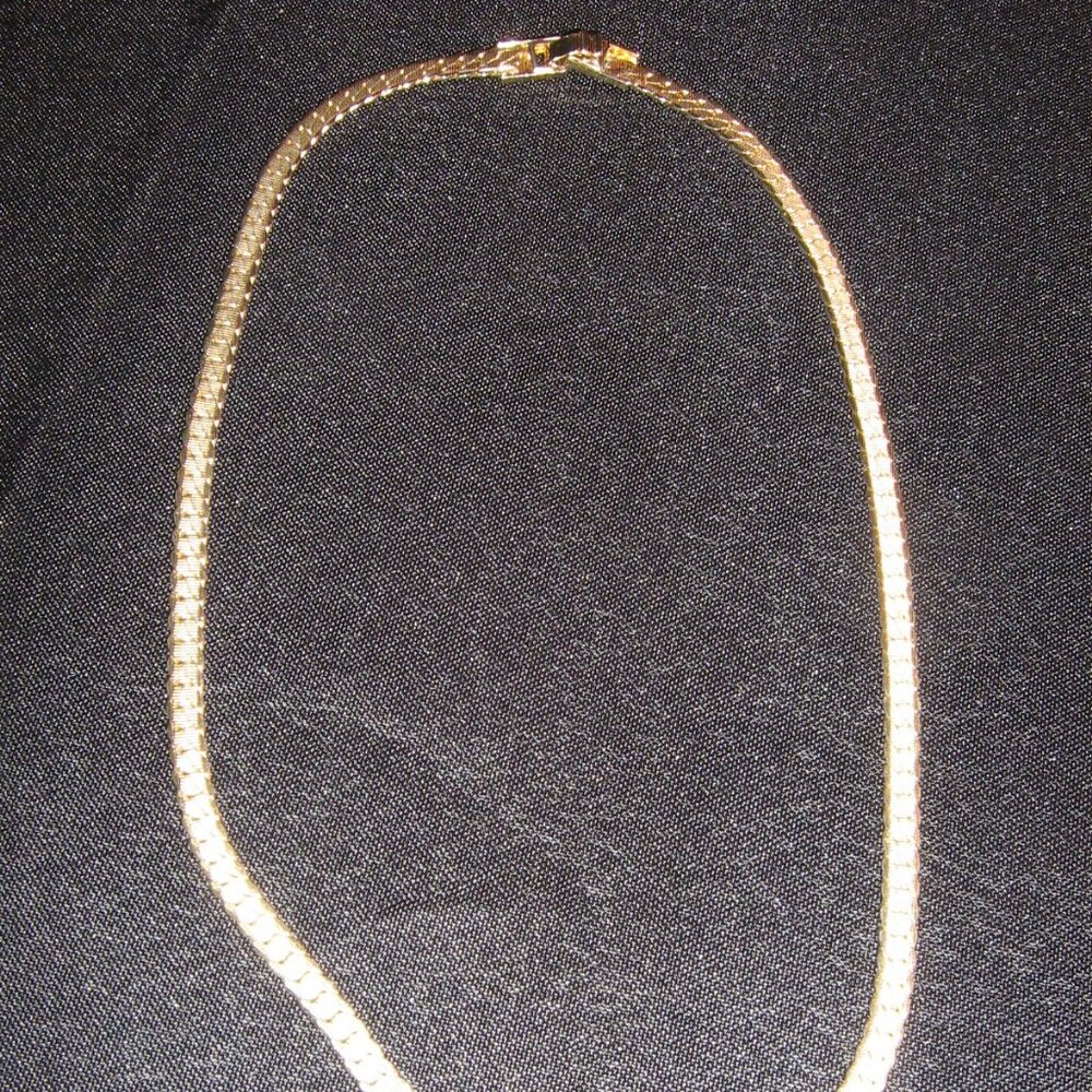 Silver Tone Herringbone Necklace Vintage